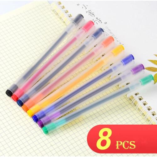 8 PCS Colored Gel pens School ballpoint pens Stationery Journal supplies