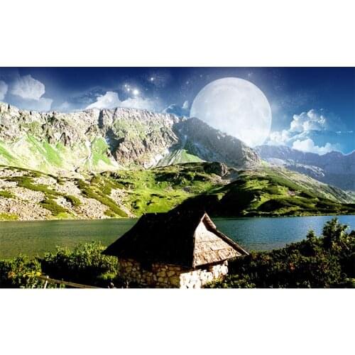 Full Round drill 5D DIY Diamond embroidery Landscape House Moon Diamond Painting Cross Stitch Rhinestone Mosaic decoration