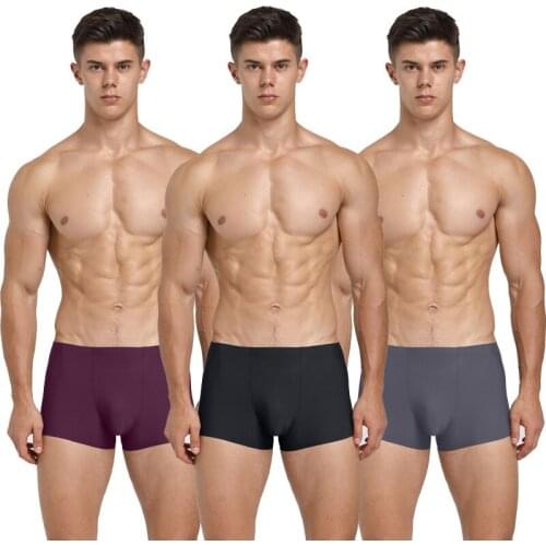 3pcs/lot Men Boxers Seamless Silk Antibacterial Boxers Underwear Spandex Plus size Sexy Male Mens Underpants Cueca Boxers Homme