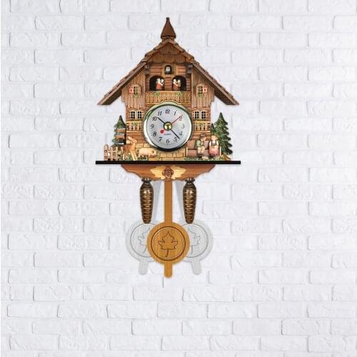 New Cuckoo Cuckoo Wall Clock Chime Alarm Clock Retro Wooden Living Room Clock Bird Time Bell Swing Alarm Watch Home Art Decor