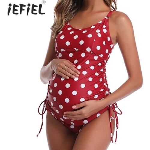 Maternity Sexy Swimwear One Piece Polka Dots Plus Size Pregnancy Swimsuit Pregnant Woman Bikini Bathing Suit Tankinis Beachwear