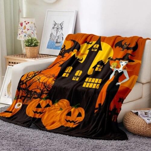 Happy Halloween Flannel Soft Warm Blanket Printed Grimace Quilts Bedding Cover Sofa Travel Office Fashion Anime Throw Blanket