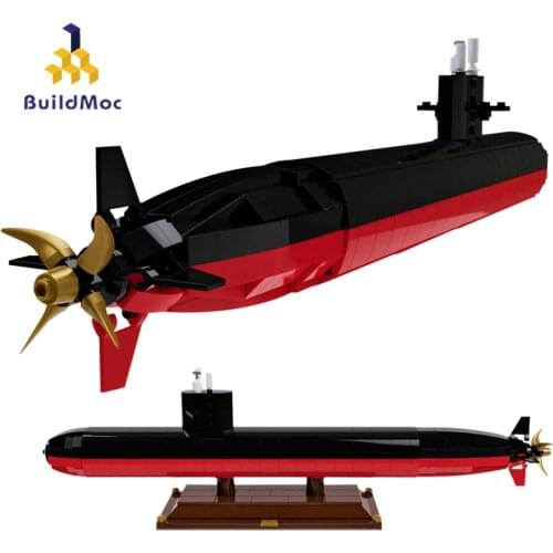 Buildmoc Military Ship City Nuclear Submarine Cruise Missile Expert Warship Modular Weapons Building Block Kids Toy Gift