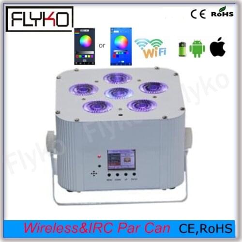Free shipping Flykostage Phone App control IR Remote battery LED par dj wedding uplighting RGBWA+UV