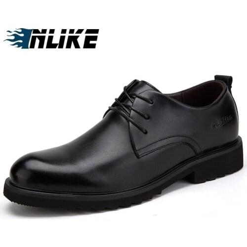 INLIKE Men Genuine Leather Men Simple Lightweight Men Classic Derby Shoes Male Business Dress Formal Shoes Mens Dress Shoes