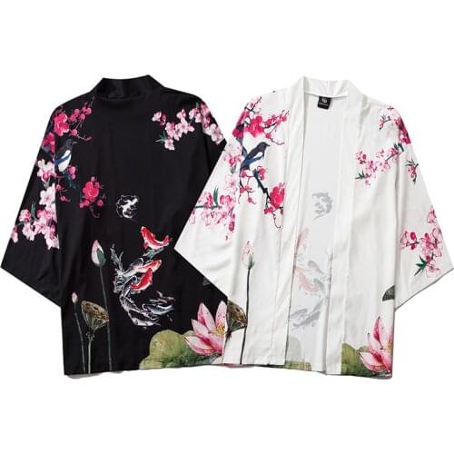 2020 Harajuku Kimono Cosplay Japanese Chinese Style Street Fashion Male and Women Cardigan Blouse Top Haori Obi Asian Clothes