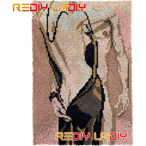 Latch Hook Rug Kissing Lovers Plush Wall Tapestry DIY Carpet Rug Kits Thick Yarn Arts Cushion Crochet Floor Mat Home Decor Gifts