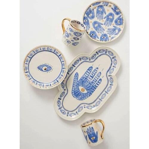 Creative Handmade Hand Eye Cup Ceramic Coffee Milk Water Mug Home Kitchen Decorative Tableware Plate Personalized Gift