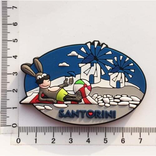 Santorini creative travel souvenirs Q version of Greek traditional blue and white room windmill magnetic refrigerator stickers