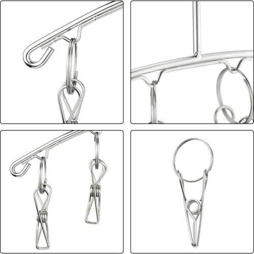 Stainless Metal Laundry Socks Washing Clothes Hooks Airer Outdoor Home Bath Dryer Rack Hanger 8/10/20 Pegs