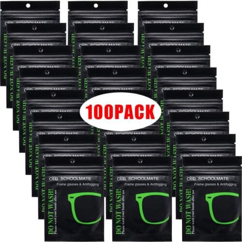 100Pcs Reusable Anti-Fog Glasses Wipe Pre-moistened Antifog Lens Cloth Defogger Eyeglass Wipe Prevent Fogging for Glasses