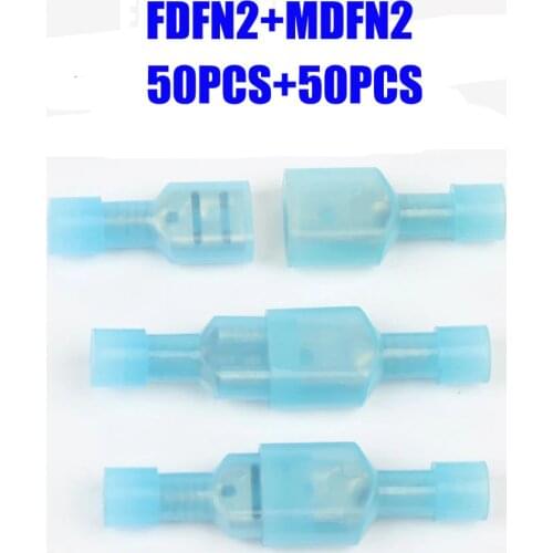 NEW FDFN2-250 MDFN2-250 transparent Blue Fully Insulated Spade Electrical Crimp Hot