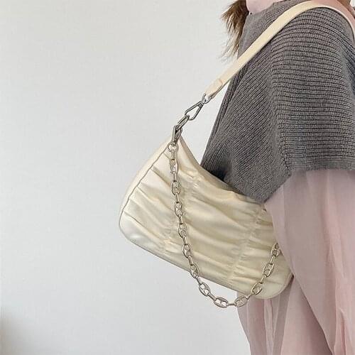 Solid Color Pleated Tote Bag 2021 Fashion New High-quality Soft Leather Womens Designer Handbag Travel Shoulder Bags Armpit Bag