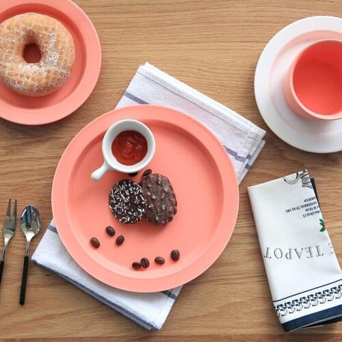 Colors Solid Creative Europe Style ceramic dishes plates porcelain tableware under-glazed round plate dish salad dessert plate