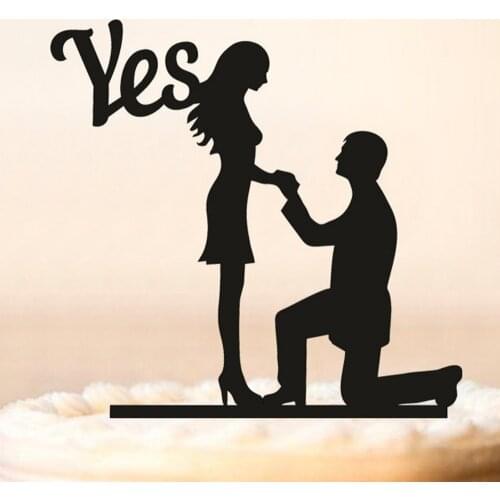 She Said Yes Wedding Proposal Cake Topper,Bride and Groom silhouette Cake Topper, Engagement and Wedding Decorations Supplies