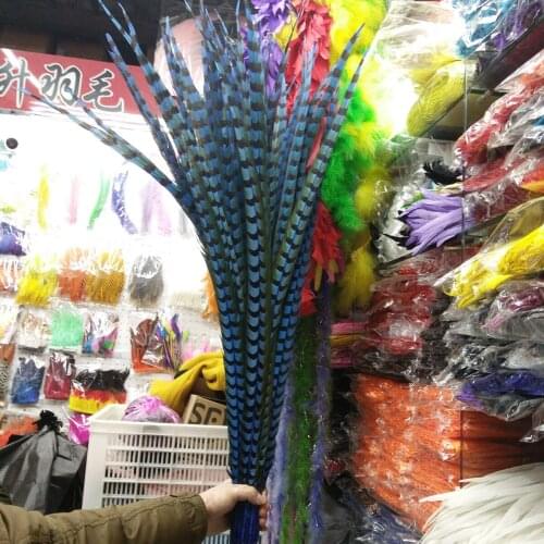 Wholesale 100pcs Beautiful Sky Blue copper chicken feathers 44-48 inch/110-120 cm stage performances decoration