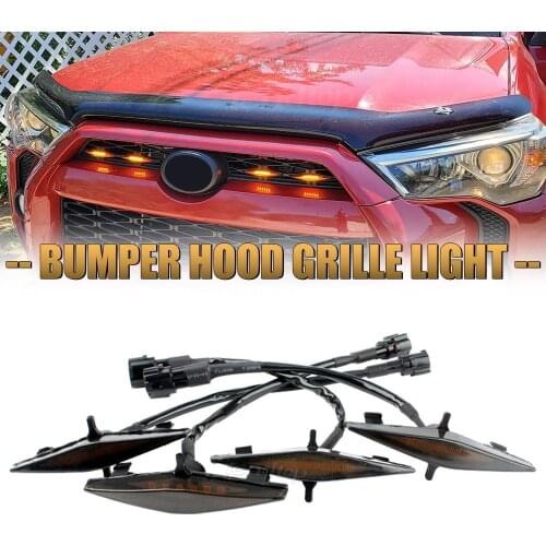 12V Car Front Bumper Hood Grille Light LED Signal Lamp Car Styling For 2015-2019 Toyota 4Runner TRD Pro Grille Facelift