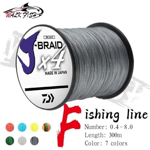 WALK FISH Daiwa 4 Braided Fishing Line Length:300m/330yds Diameter:0.1mm-0.50mm,size:10-85lb Japan PE braided line Floating Line