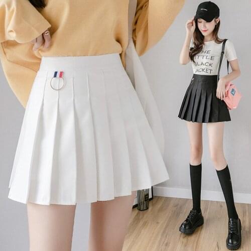 Pleated skirt schoolgirl Korean version high-waisted skirt college wind black anti-walking light a word short sports skirt