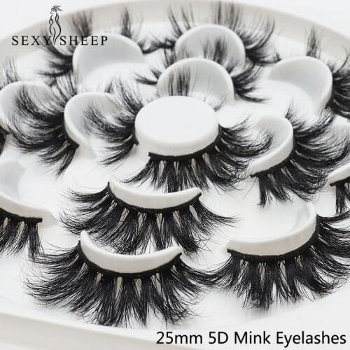 SEXYSHEEP 7pairs 25mm 5D Thick Mink Eyelashes Fake Lashes Long Makeup Mink Lashes Eyelash Extension False Eyelashes Mixed model