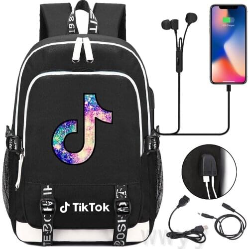 Backpack for Men TIK TOK Print Travel Bag Student Usb Charging School Bags Laptop Casual Softback Backpack Women