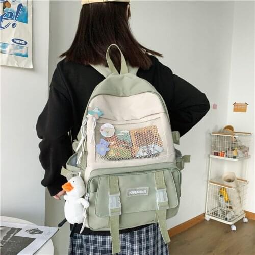 Cute Girls Backpack Women Large Capacity Ins Simple School Bags for Teens Female Korean Harajuku School Student Bookbag Ladies