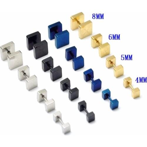 Stainless steel square fake ear plugs body piercing jewelry cheaters fake ear stud earrings