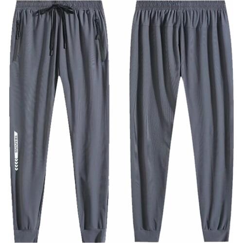 Sports Pants Mens Pants 2021 Summer Thin Ice Silk Pants Mens Quick-Drying Casual Woven Beam Foot Running Trainning Trousers