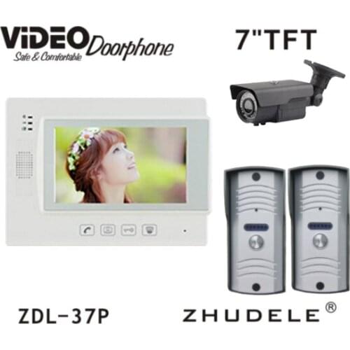 ZHUDELE 700TVL HD Peephole Camera 7" Display Wired Touch Key Video Door Phone Home Security Doorbell Intercom Night Vision