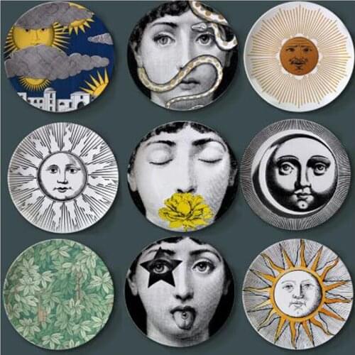Vintage Lina Face Decorative Plate Morden and Retro Ceramic Wall Hanging Dish Painting Plates Creative Craft Wall Art