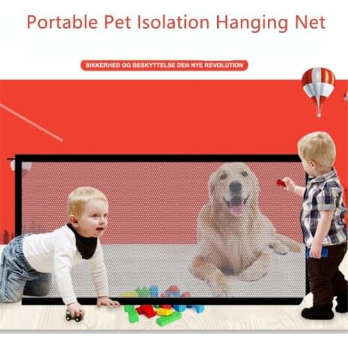 Dog Gate Mesh Dog Fence For Indoor Outdoor Safe Pet Dog Gate Pet Supplies Foldable Pet Barrier Fences for Kitchen Staircase Home