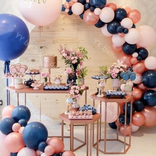 Balloon 1 Arch Kit Navy Blue Rose Gold Light Pink Latex DIY Helium Balloon for Birthday Baby Shower Wedding Party