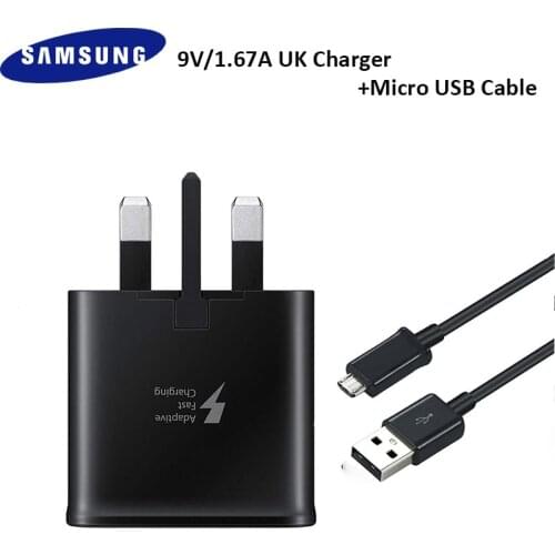 Samsung Fast Charging Charger 9V 1.67A Power Adapter UK Plug With Micro Cable For Galaxy S6 S7 Edge A10 C3 C5 C7 J7 J3 Note 5 4