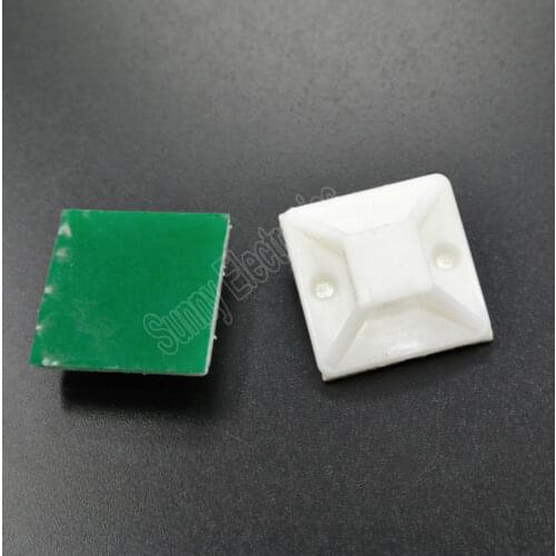 New High quality 50 Pcs 20x20mm White Wire Tie Rectangle Cable Mount Clip Clamp Self-adhesive 4.8mm