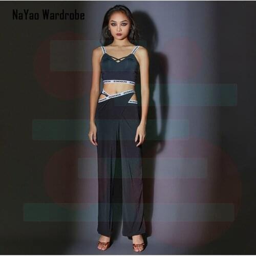 2021 New A1192 Female Latin Dance Backless Bra Top Women Number Tops Trousers Set Ballroom Belly Cha Cha Dance Competition Cloth