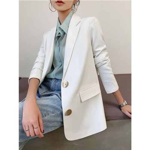 Blazer Women Suit Jacket Womens Loose Style Button Suit Jacket Veste Femme