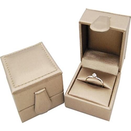 Gold Leather Wedding Anniversary Ring Bracelet Necklace jewelry boxes and packaging
