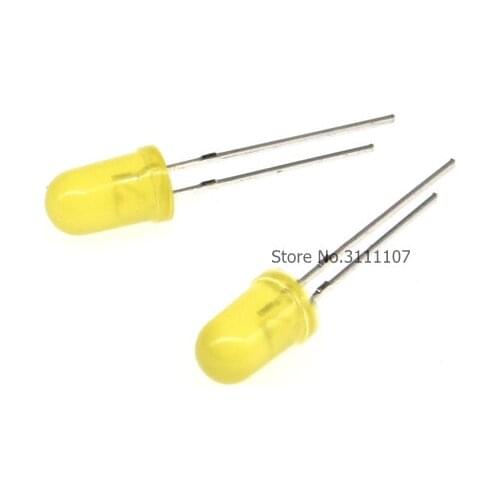 200PCS/Lot 5MM Yellow LED Diode Round Diffused Yellow Color Light Lamp F5 DIP Highlight New Wholesale Electronic