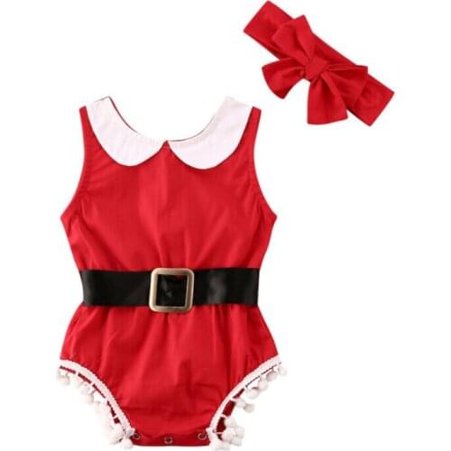 2019 Baby Bodysuit Christmas Princess Infant Baby Girl Sleeveless Tassel Bodysuits Jumpsuit Clothes Size 0-18M