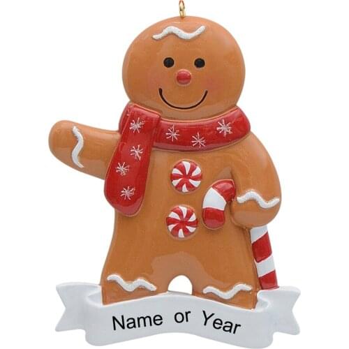 2021 Maxora Polyresin Personalized Girl Boy Gingerbread Christmas Ornament Home Decoration, Used for Babys Gift , New Year Gift