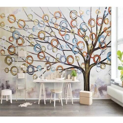 Custom 3d wallpaper fashion circle oil painting style a tree modern TV background wall painting quality waterproof material