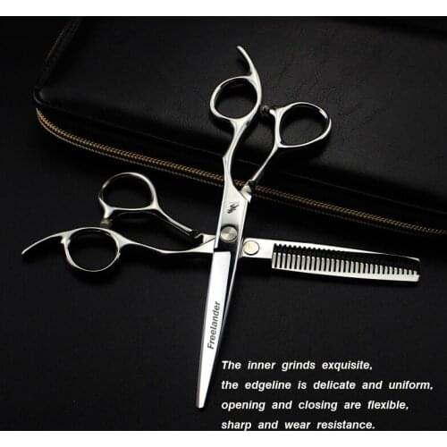 5.5 6 inch Professional Hairdressing Scissors Set sliver440c Japan Steel Sharp Blade Barber Hair Cutting Thinning Scissors Shear