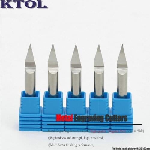 5Pcs/Set 6MM Shank 30 Degree 0.2mm TOP Carbide PCB Engraving Bits CNC Cutter Metal Carving Bits for Aluminum Steel Engraving 3d