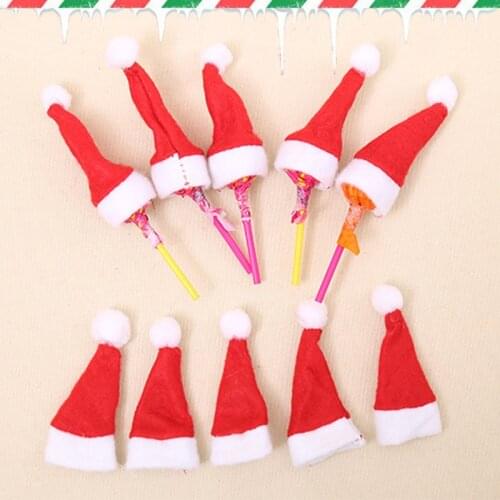 6Pcs Mini Christmas Hats Red Santa Claus Hat Bottle Cap Christmas Decoration for Home Dinner Party Table Xmas Candy Holder