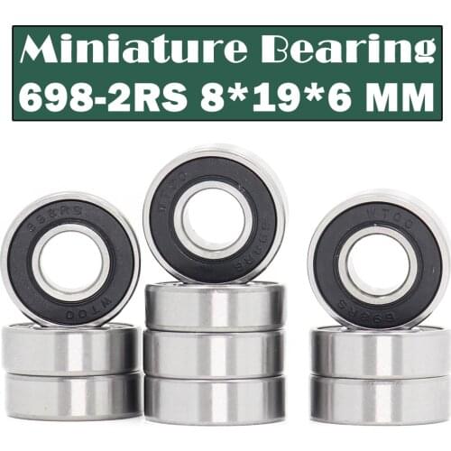 698-2RS Bearing ABEC-1 10PCS 8x19x6 mm Miniature 698RS Ball Bearings 619/8RS Z2V1 698 2RS