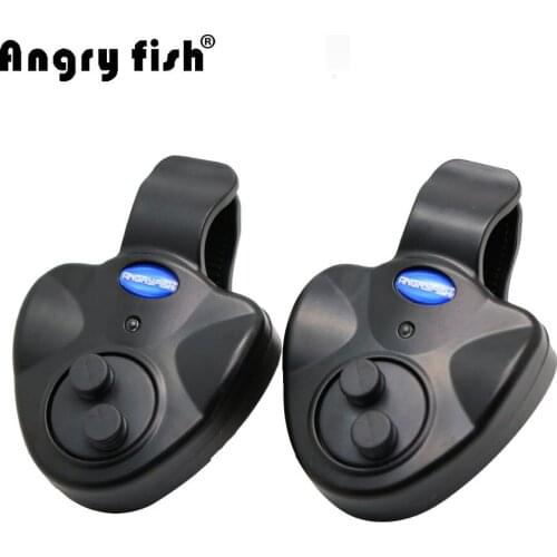 Angryfish 2Pcs Outdoor Tools Fishing Alarm Sound and LED Light Clip On Fishing Rod Fly Fishing Tackle Electronic Fish Bite Alarm