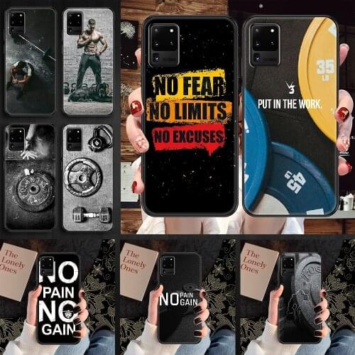 Bodybuilding Gym Phone case For Samsung Galaxy Note 4 8 9 10 20 S8 S9 S10 S10E S20 Plus UITRA Ultra black 3D cell cover luxury