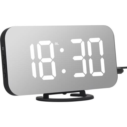 Digital LED Alarm Clock Snooze Display Time Night Led Table Desk 2 USB Charger Ports for iphone Android Phone Alarm Mirror Clock