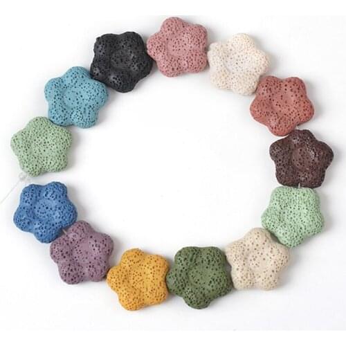 Flower Lava Rock Stone Beads DIY Essential Oil Diffuser Pendants Jewelry Necklace Earrings Making