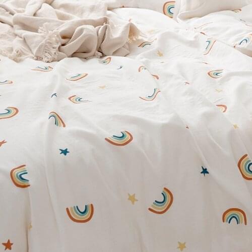 2.5m Double-Layer Cotton Fabric Printed Rainbow Baby Soft Bedding Sheet Fabric